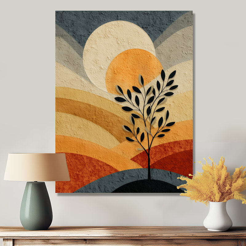Orange et noir Boho Desert Retreat - Botanicals, reproduction d'art sur toile, botanique orange, H 44 po x l 34 po