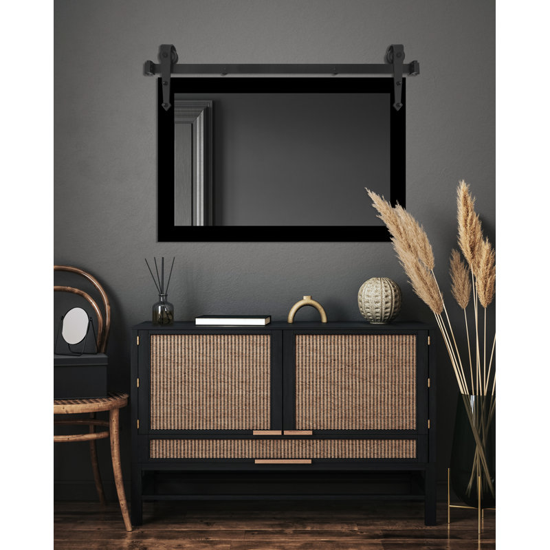 Conner Rea Flat Wall Mirror, Glossy Black, 42" x 27"