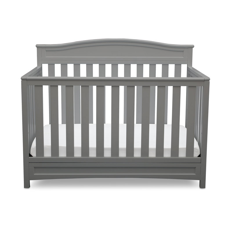 Gray Wooden 4-in-1 Convertible Crib with Adjustable Mattress Support