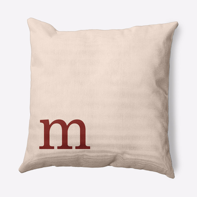 Coussin décoratif moderne Modern Monogram, 16 po x 16 po, Érable rouge, M