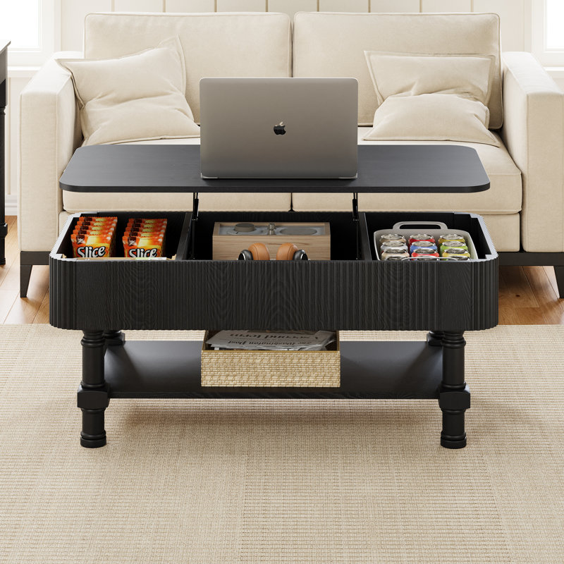 Table basse à plateau relevable Farmhouse, Noir