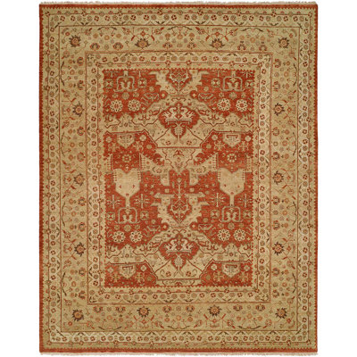 Pilika Wool Oriental Area Rug in Rust/Beige