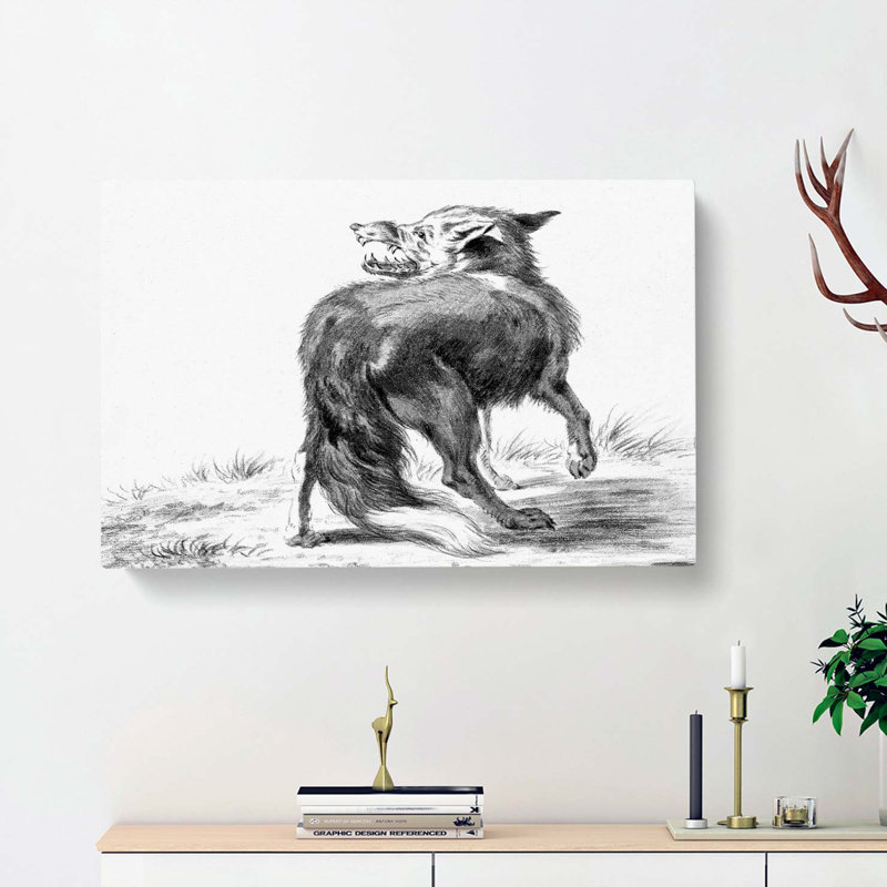 Sketch Of A Fox by Jean Bernard - Wrapped Canvas Print, 35cm H x 50cm W x 3cm D