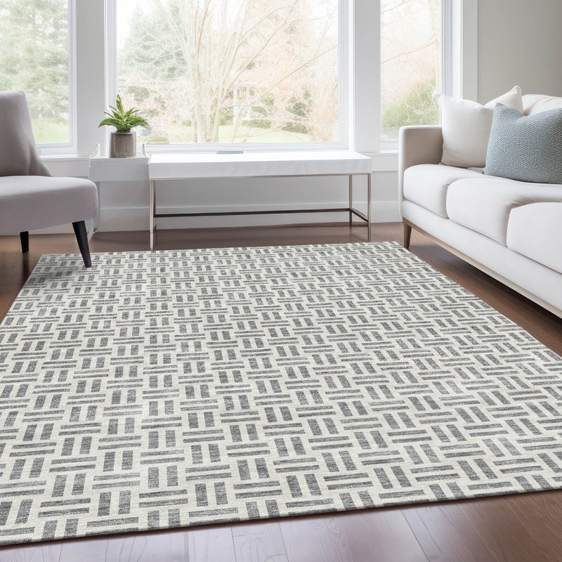 Premium Machine Washable Prisco Gray Rug, Rectangle 2'6" x 3'10"