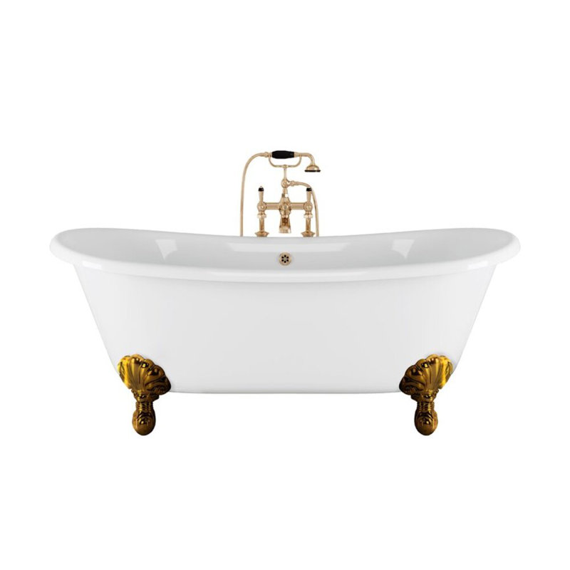 Admiral Bathtub with Eagle Feet, White/Polished Brass