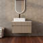 Meuble-lavabo mural 32 po avec lavabo en céramique et panneau plat en PVC, 2 portes à fermeture douce et 1 tiroir, emballage KD, panneau de particules-130817845