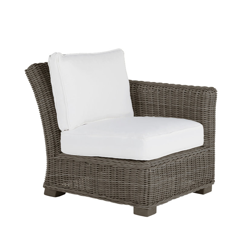Rustic Patio Lounge Chair with Cushions, Welt, Intermix Indigo, Oyster