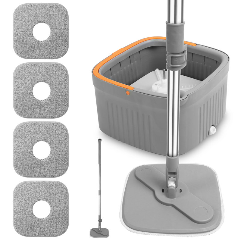 Le système de vadrouille et de seau Spin comprend un seau à vadrouille à 4 compartiments à 4 compartiments pour la maison