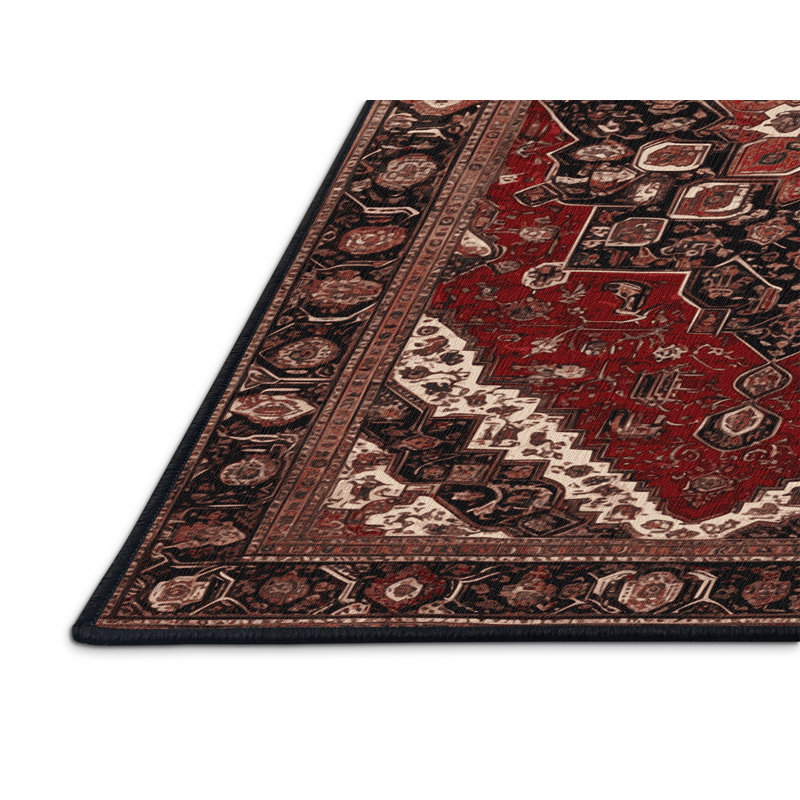Machine Washable Persian Brown Area Rug, Rectangle 5' x 8'