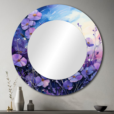 «Violets Field Pointillism Dot III - Violets Unique Wall Mirror»