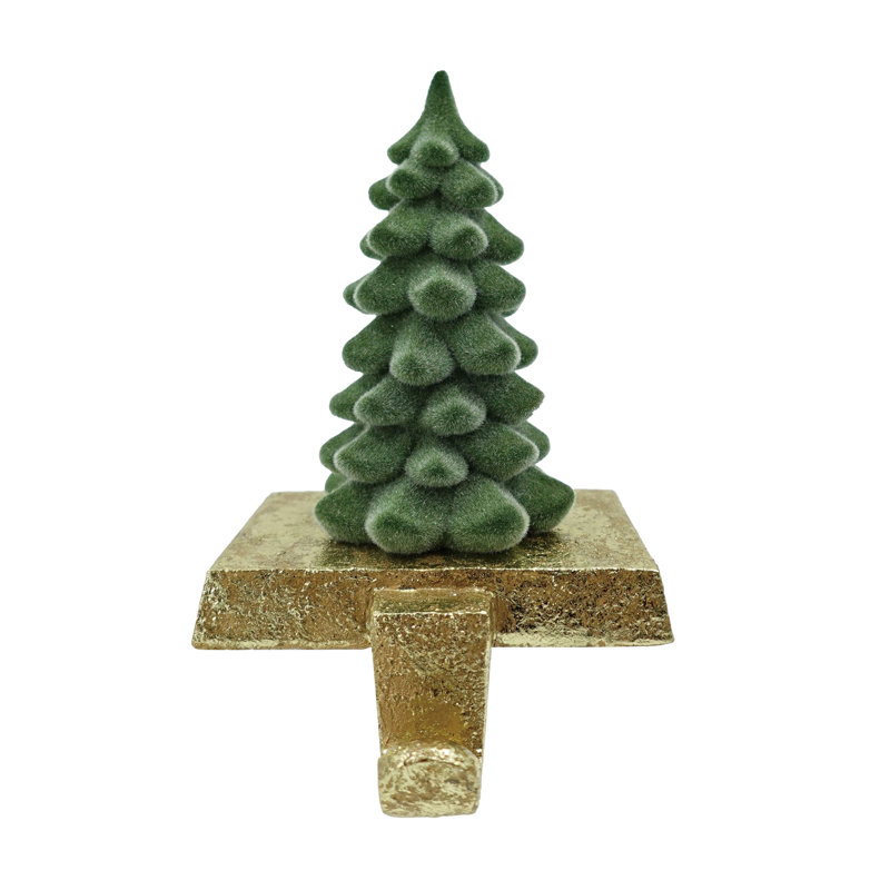 Porte-chaussette de Noël en résine floquée verte pour décoration de Noël