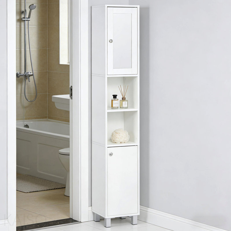 Armoire tour autoportante, armoire de rangement haute pour salle de bain, armoire de rangement pour vestibule