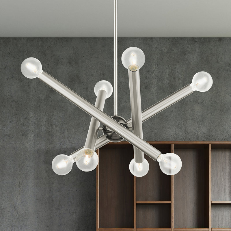 Ruven 8 - Light Modern Linear Chandelier, Brushed Nickel