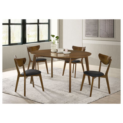 Linnea Dark Walnut 5-Piece Dining Set with Extendable Oval Table and 4 Solid Wood Chairs