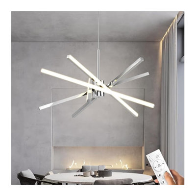 Modern 31.5" Sputnik LED Chandelier 82W Dimmable Pendant Light with Remote Control for Dining Room, Living Room, Kitchen, and Bedroom Ceiling Fixture