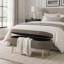 Banc de rangement repose-pieds ovale en flanelle avec pieds en métal robustes pour un décor moderne et élégant-1830650784