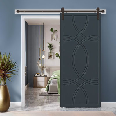 Hollow Paneled Painted with Installation Hardware Kit Barn Door