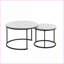 Ensemble de 2 tables basses rondes en marbre blanc peu encombrantes avec cadre en métal robuste pour le salon et amp; Chambre à coucher-1898139892