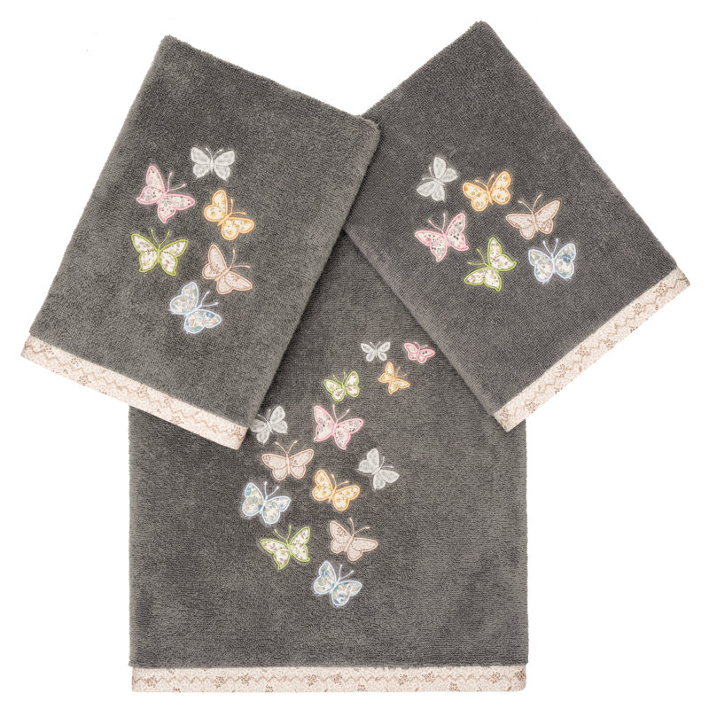 Ensemble de serviettes 100% coton turc, Gris anthracite, Ensemble 3 serviettes de bain