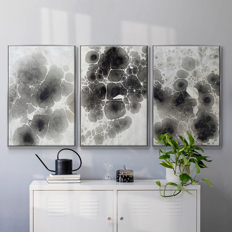 " Marbling X " 3 - Pieces, H 36 po x l 72 po x P 2 po, Argent