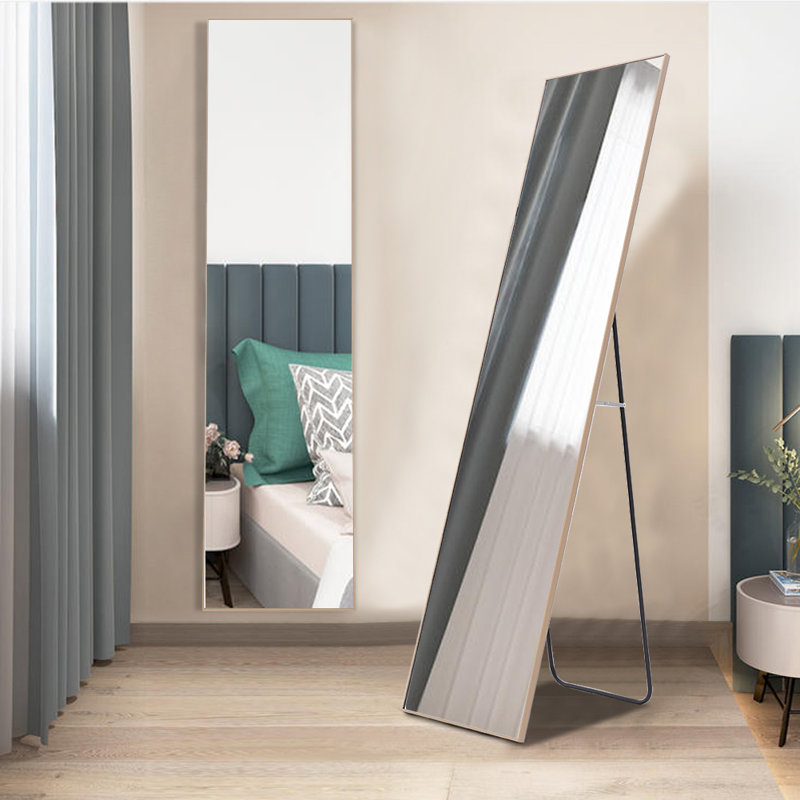 Modern Slim Frame Full Length Mirror, 147cm H x 37 cm W, Gold