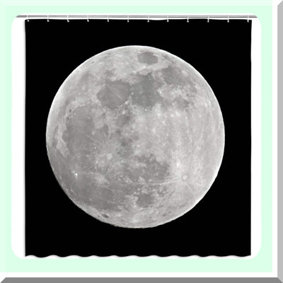Cosmic Moonlight Shower Curtain - Space-Themed Bathroom Decor, Black Polyester Fabric, with Hooks