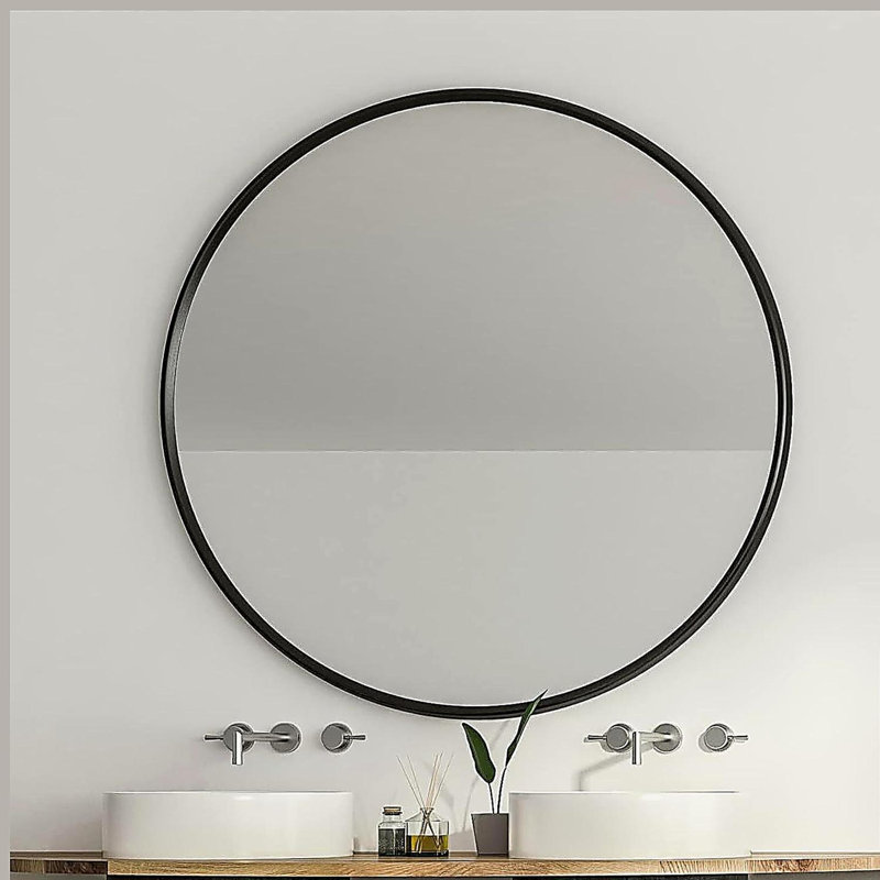 Miroir mural 39 po pour salle de bain, Noir