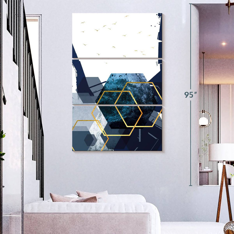 Avery hexagonal paysage doré II, H 57 po x l 36 po