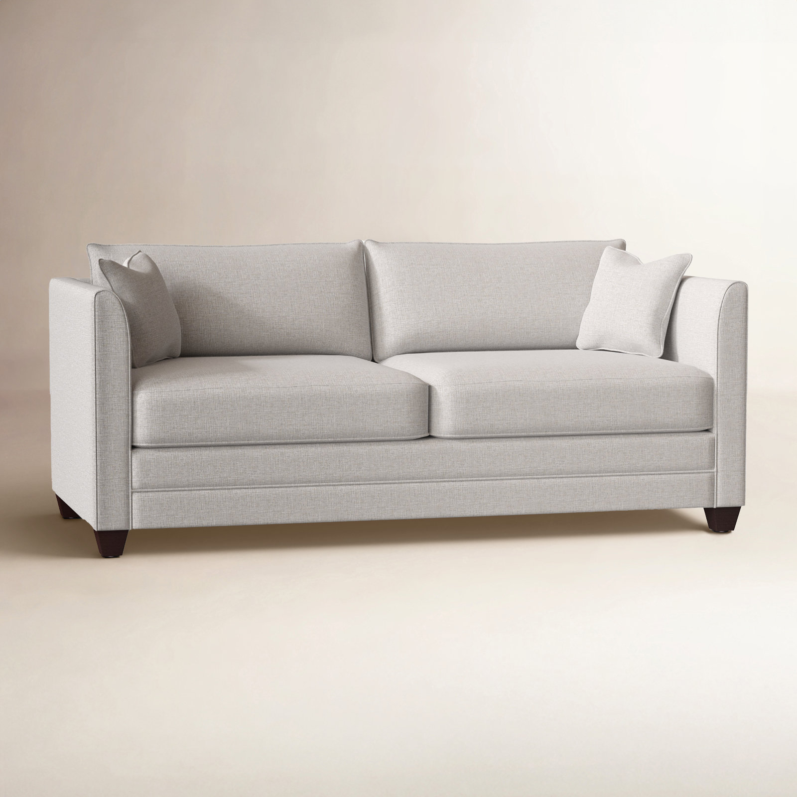 Kodie 76.5'' Upholstered Sofa, Drusky Ivory Sustain® Basketweave, Dark Walnut