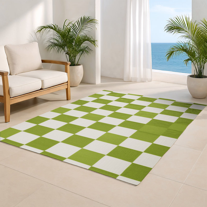 Tapis d'intérieur et d'extérieur à carreaux beige, Rectangulaire 3 pi x 5 pi
