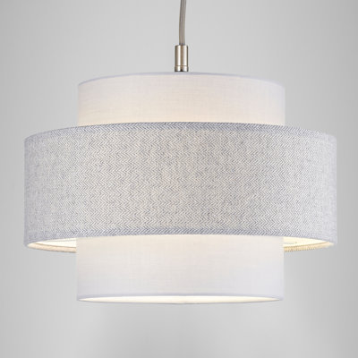 20cm H Linen Drum Pendant Shade ( Screw On ) in Grey