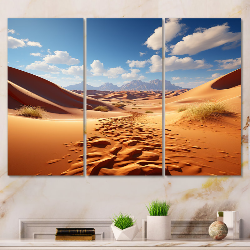 Dunes du désert, horizon panoramique V - désert, art mural, Toile tendue, H 28 po x l 36 po x P 1 po