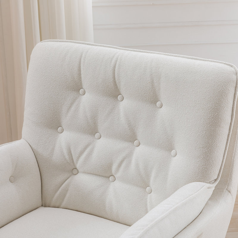 Fauteuil pivotant rembourré Autley, Mélange de polyester crème