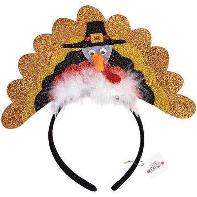 PMU Thanksgiving Party Costume Accessories Turkey Headband Wmarabou 1pkg Pkg1