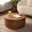 Table basse ronde en rotin avec rangement amovible, garniture en corde de chanvre tissée à la main, style boho-chic, parfaite pour les salons confortables et les espaces compacts