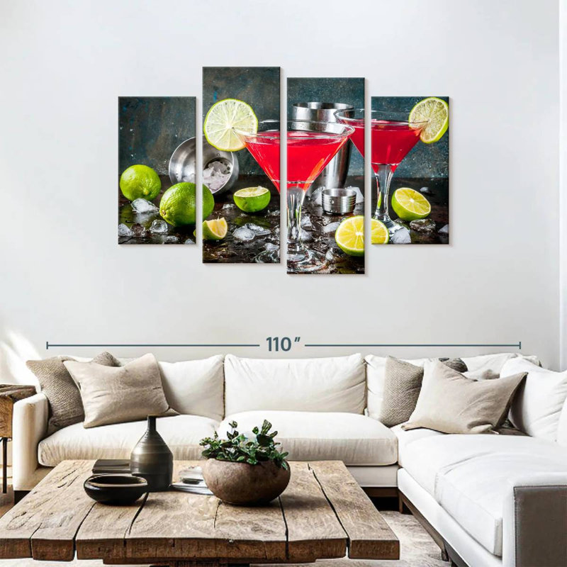 Yarlin Red Martini Cocktails, 48" H x 75" W