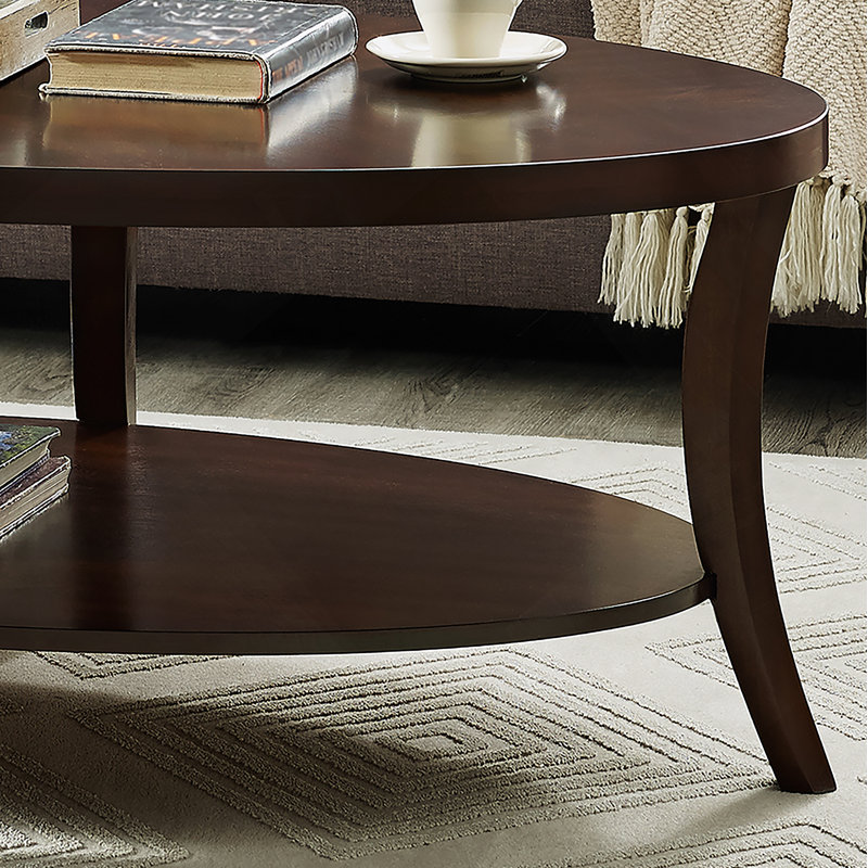 Perth Espresso Oval Coffee Table With Shelf