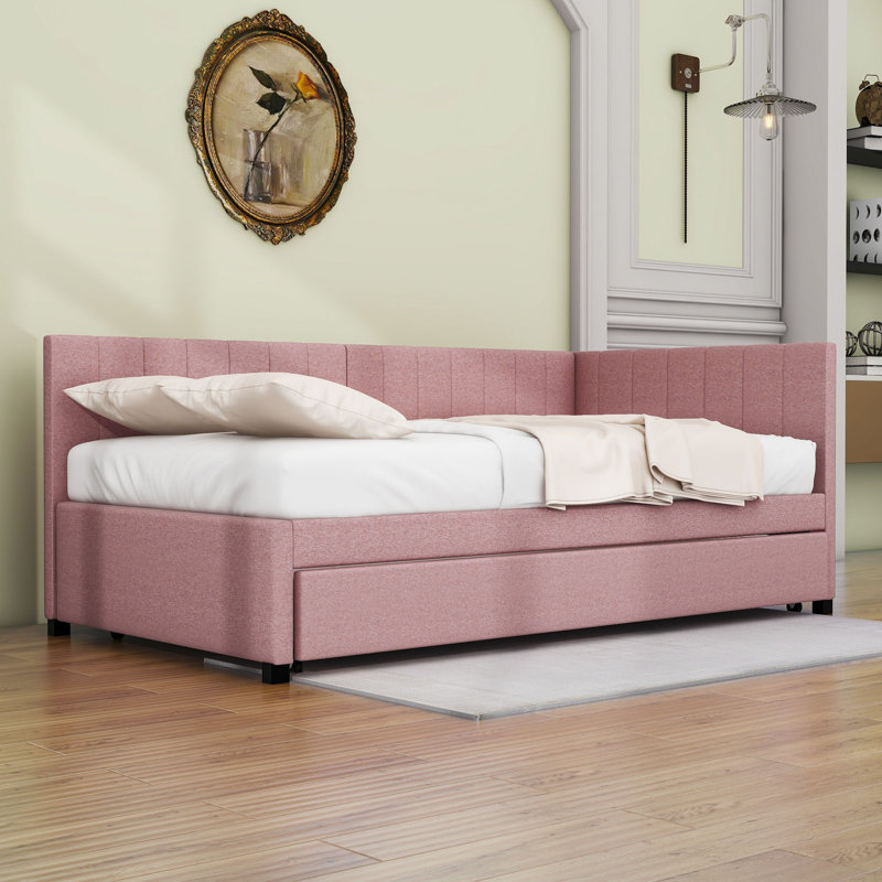 Jayonni Twin Daybed with Trundle, Pink