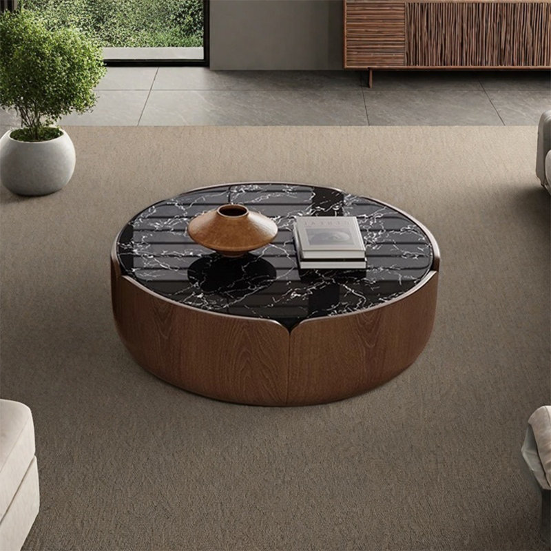 Table basse italienne en marbre, H 11,8 po x l 31,5 po x P 31,5 po