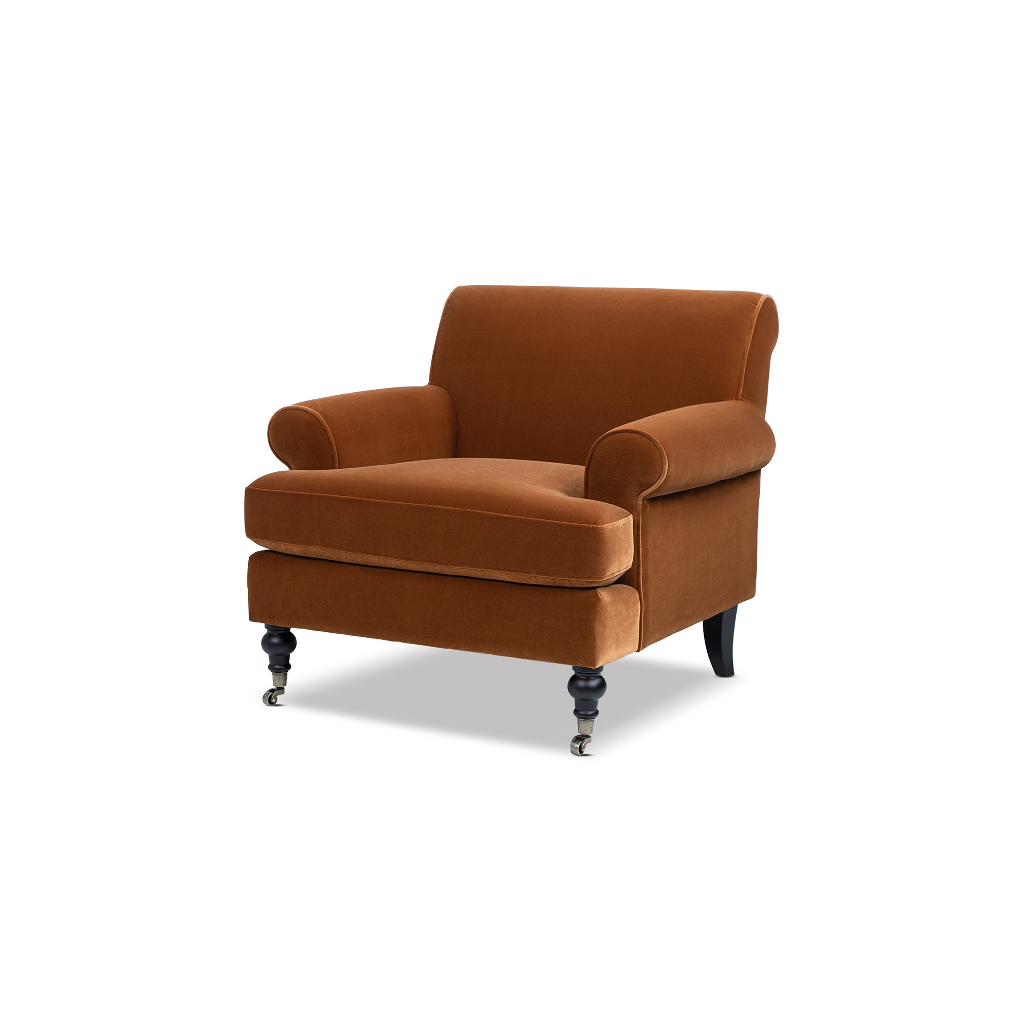 Harbor Upholstered Armchair, Burnt Orange Velvet