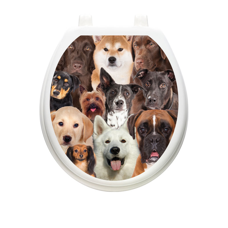 Décalcomanie de siège de toilette Dog Collage - Toilette, Rond