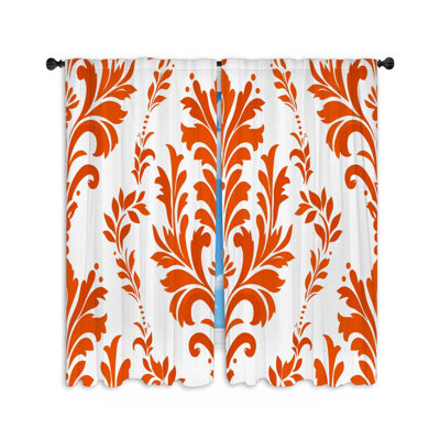 Motif floral de rideaux de fenêtre à motif symétrique - 2 panneaux