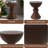 16" Ribbed Brown Concrete Outdoor Side Table With Hourglass Design – Weather-Resistant Accent