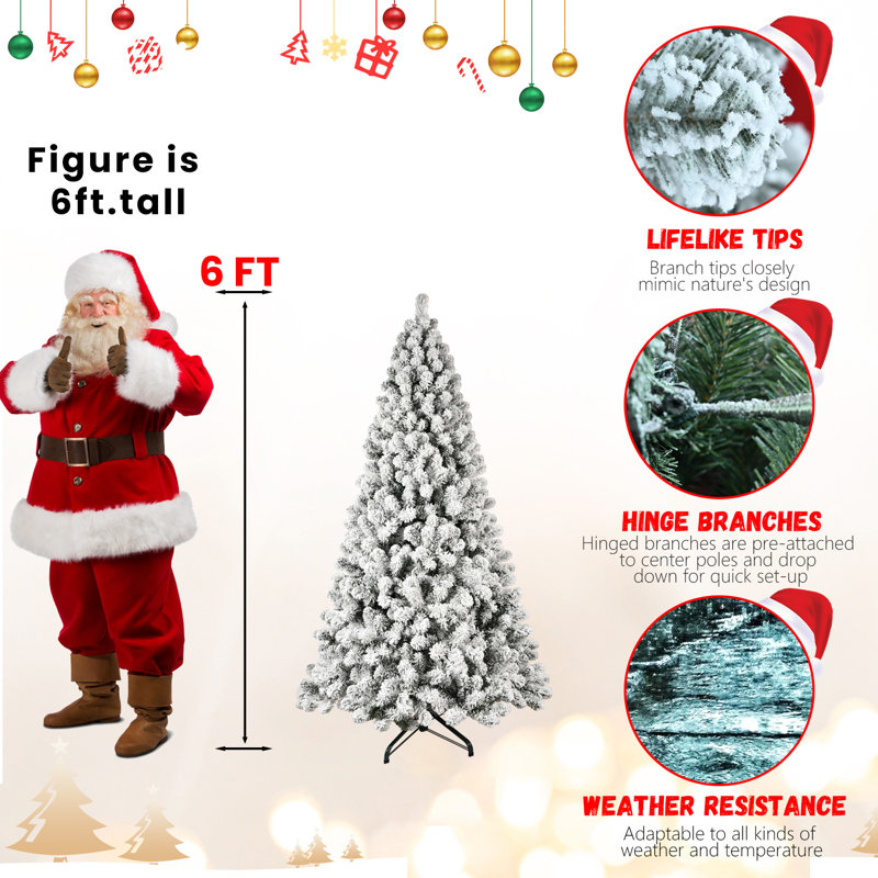 Arbre de Noël illuminé 6 pi avec lumières et base en métal 6 pi