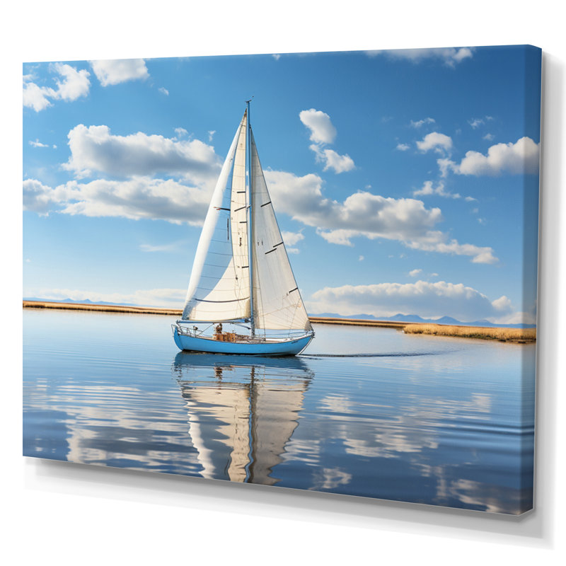 Voilier, voile, sérénité I - Bateau, art mural sur toile, Toile tendue, H 34 po x l 44 po x P 1,5 po