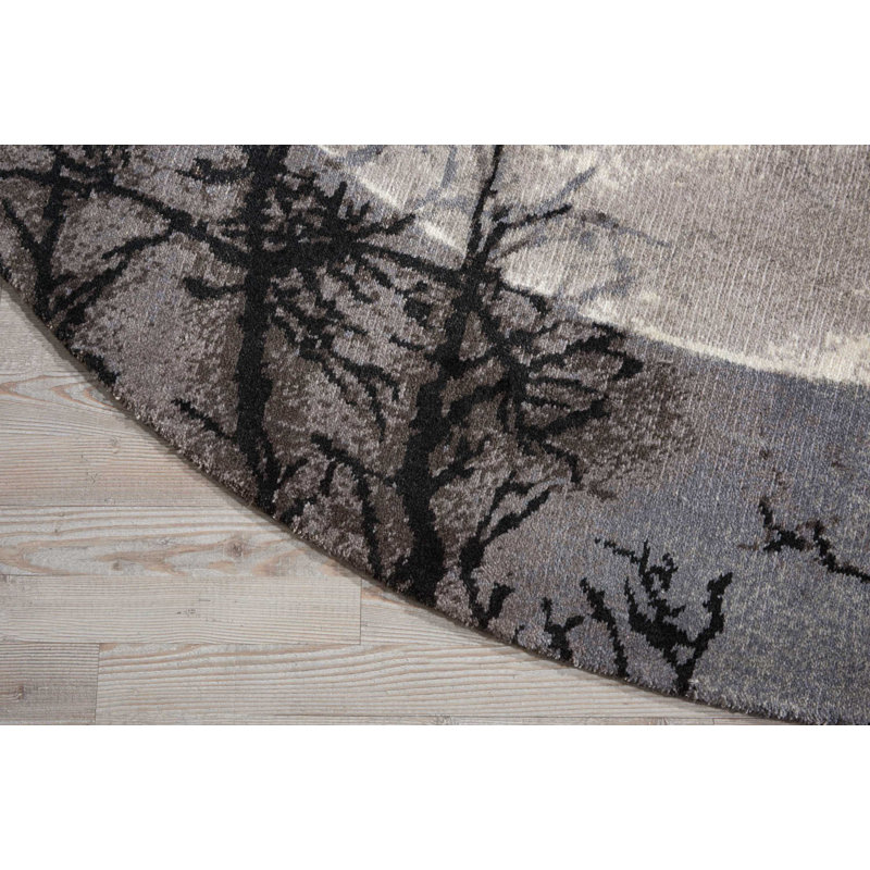Carire Viscose Floral Indoor Rug, Round 8' x 8'