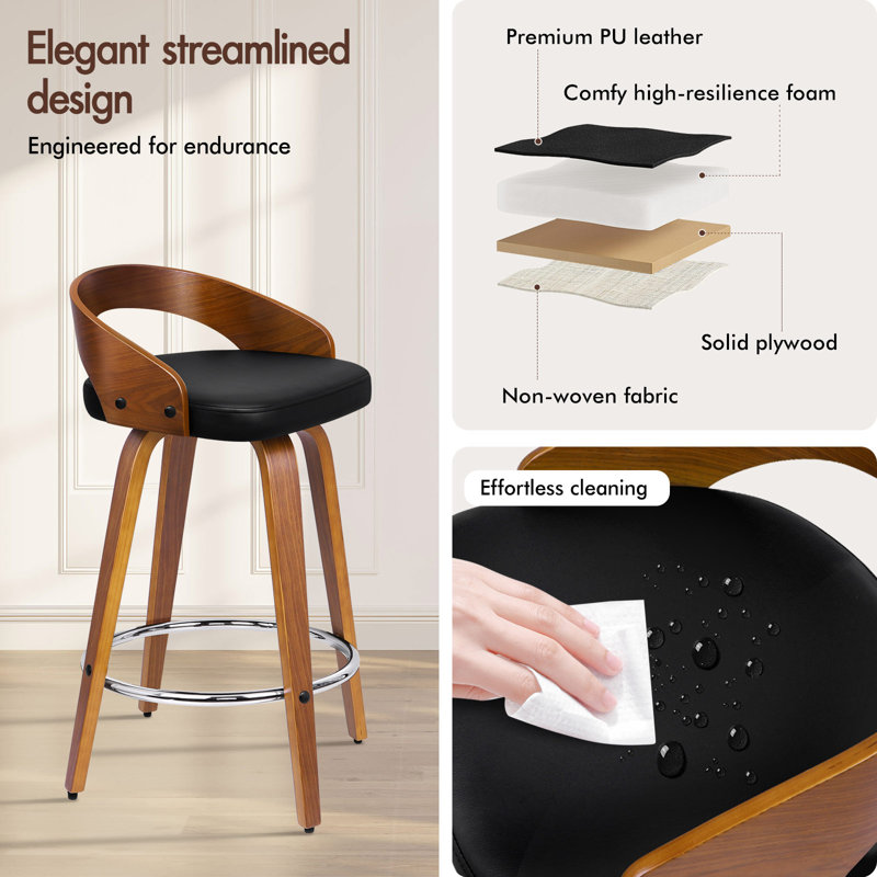 Swivel Upholstered Counter Stool with Metal Frame