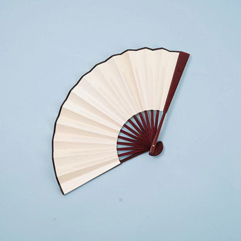 Ventilateur de mariage en dentelle pliable en forme de soie, Beige
