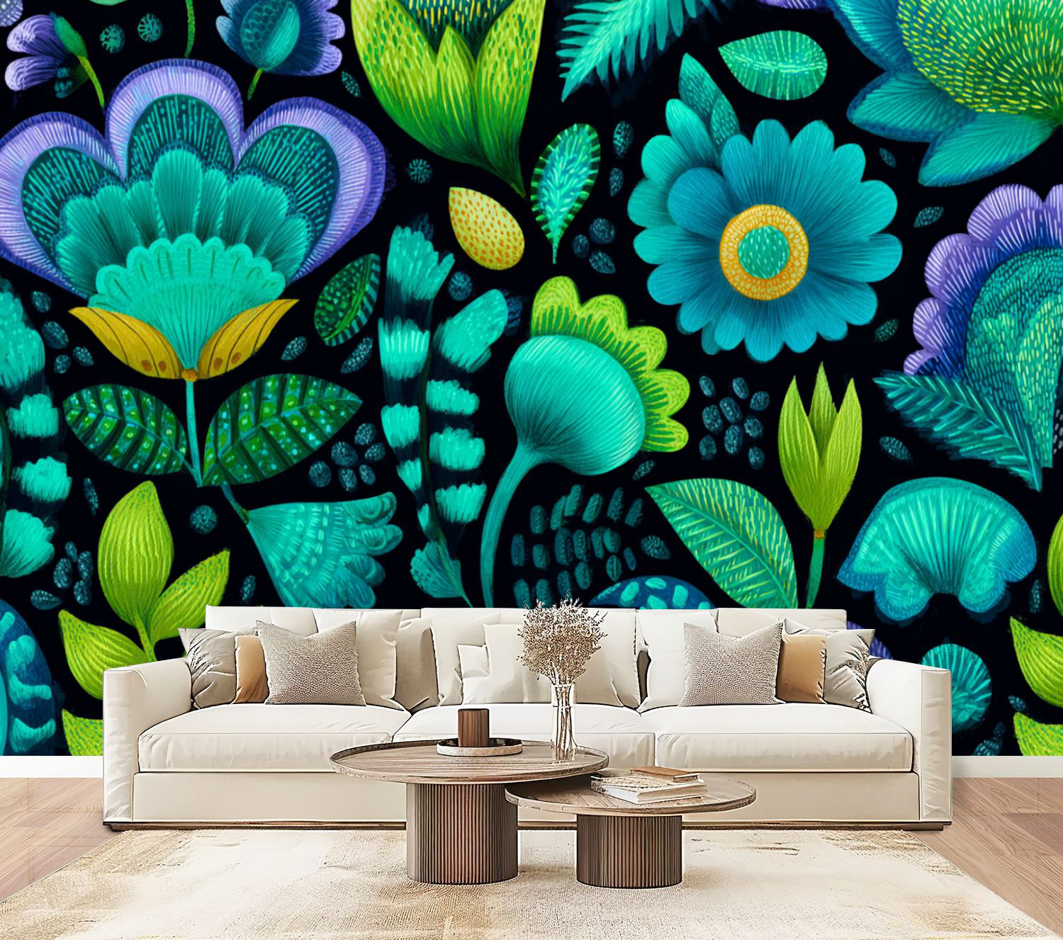 Red Barrel Studio vintage Peel and Stick Wallpaper Floral Boho Green ...