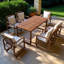 Ensemble de salle à manger de patio 7 pièces 7 pièces Ensemble de mobilier d'extérieur élégant avec coussins amovibles pour patio, cour arrière, bois naturel et coussin brun clair